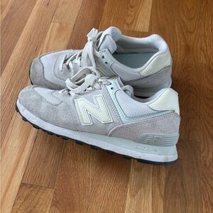 New Balance Light Gray and White Sneakers